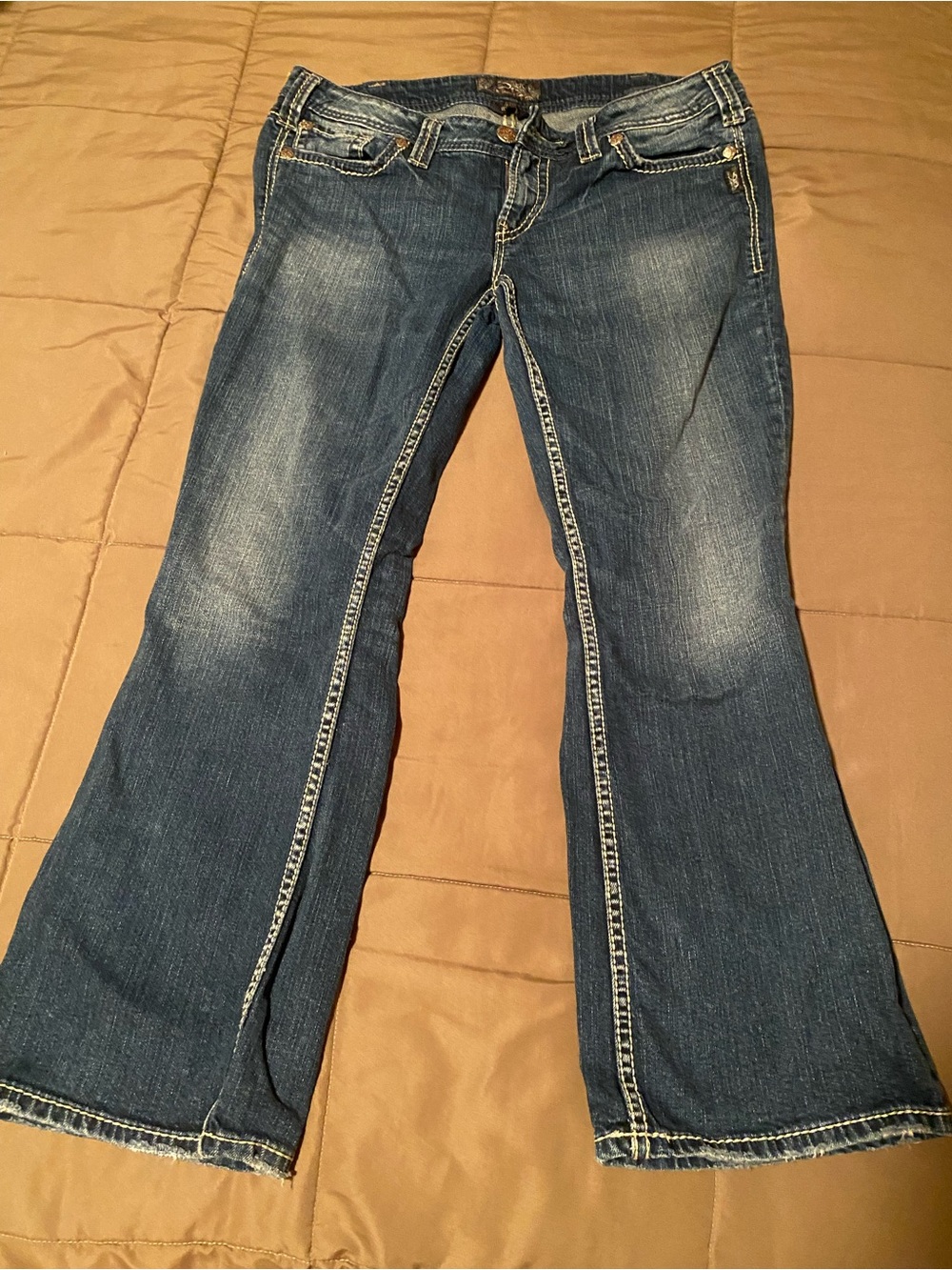 Women's Silver Blue Denim Flared Jeans